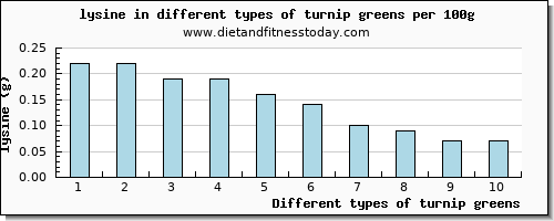 turnip greens lysine per 100g